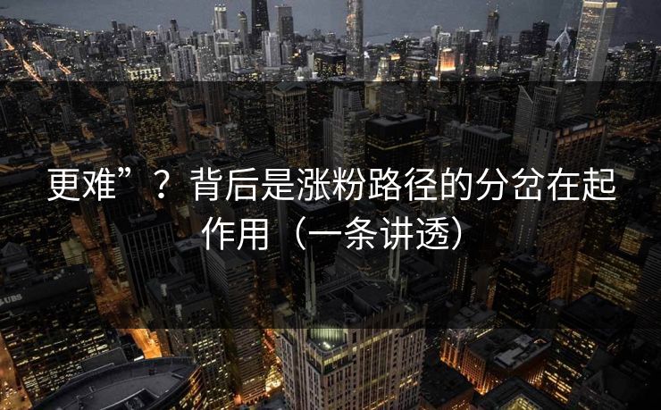 更难”？背后是涨粉路径的分岔在起作用（一条讲透）